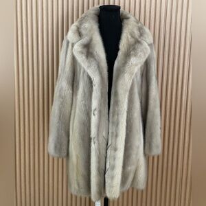 ZINMAN FURS LIGHT BEIGE AND GRAY MINK 3/4 DOUBLE BREASTED JACKET SIZE MEDIUM